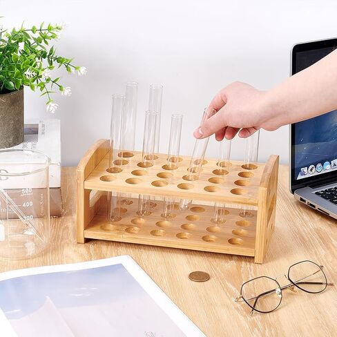 UNICRAFTALE Wooden Test Tube Rack 24-Holes Bamboo Multi-Use Cylinder Tube Display Racks 24.9x12.7x11.5cm Rectangle Lab Supplies Tube Holder Hole 5mm for Tests Tubes Chemistry Laboratory 9.8"x5"x4.52" in Saudi Arabia