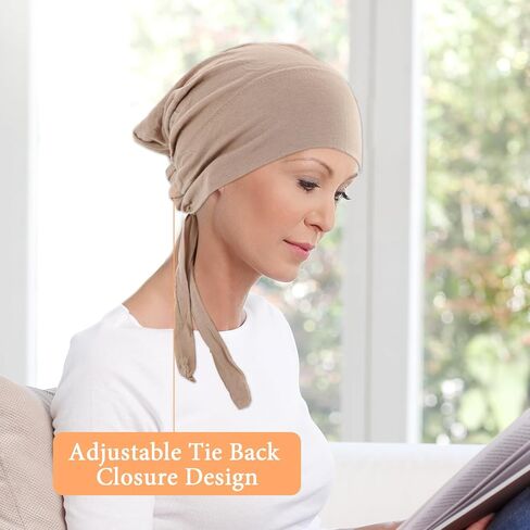 4 PCS HIJAB Undercap CAP UNDERCAPS لعدم وجود أغطية قسيمة مع ربطة عنق الإسلامية القابلة للتعديل تحت السطوح (Black + White + Light Beige + Beige) in Kuwait