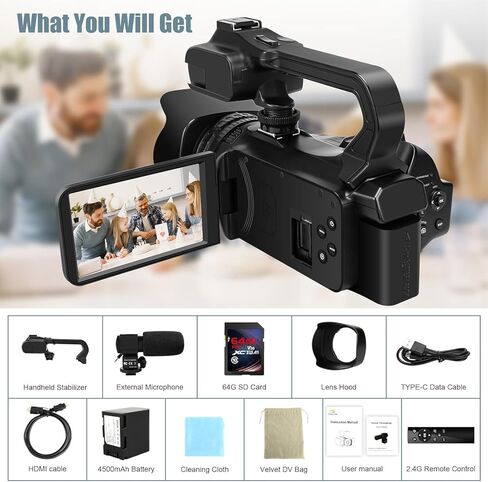 OPRKOEE 6K Video Camera HD 64MP IR Night Vision YouTube 18X Digital Zoom in Saudi Arabia