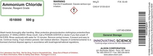Aldon Innovating Science Ammonium Chloride ، Dinular ، 500G - Getting Grade - ممتاز للتجارب الكيميائية أو الكيمياء الحيوية - المجموعة الكيميائية المنسقة in Kuwait