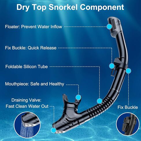 Snorkel مجموعة من البالغين ، حزم الغطس البانورامية المضادة للطفر مع نظارات الغوص الجافة والسباحة للغوص والسباحة والغط in Saudi Arabia