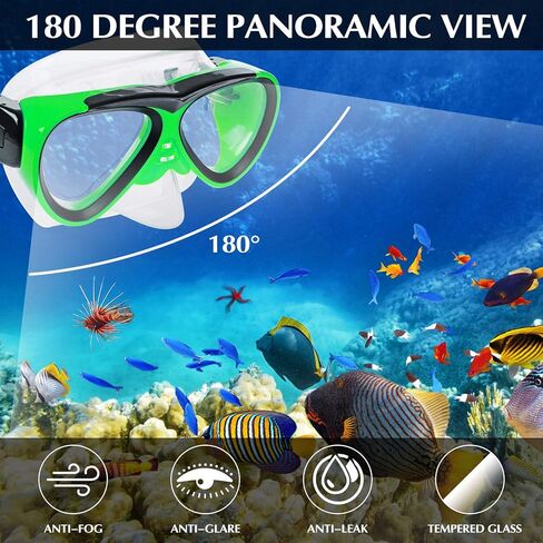 GreenLF Kids Snorkel Set, Anti-Fog Snorkeling Mask with Nose Covers for Youth Junior Child, Boys & Girls Age 5-12, Semi-Dry Diving Scuba Swimming Goggles Gear Packages in Saudi Arabia