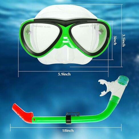 GreenLF Kids Snorkel Set, Anti-Fog Snorkeling Mask with Nose Covers for Youth Junior Child, Boys & Girls Age 5-12, Semi-Dry Diving Scuba Swimming Goggles Gear Packages in Saudi Arabia