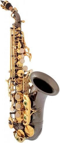 Black Nickel-Gold Keys Bb B-Flat Curved Soprano Saxophone Sax Lazarro+11 Reeds,Care Kit~24 COLORS Available-320-BN in Saudi Arabia