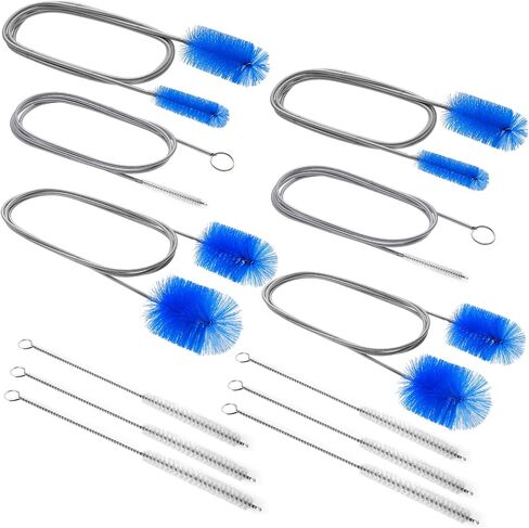 6Pcs Flexible Drain Brush 78 Inch Pipe Cleaning Brush 63 Inch Drain Cleaner Brush 59 Inch Hose Brush and 3 Pcs 9 Inch Straw Cleaner Brush for Straws Kitchen Sink Plumbing and Shower Drain Tube(Blue) in Saudi Arabia