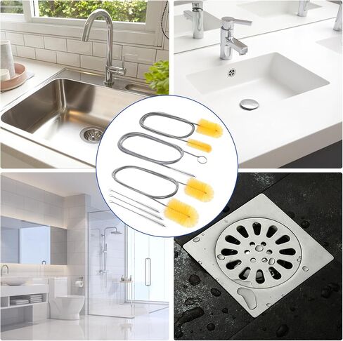 6pcs فرشاة تصريف مرنة 78 بوصة تنظيف الأنبوب الفرشاة 63 بوصة تصريف فرشاة 59 بوصة فرشاة خرطوم و 3 أجزاء 9 بوصة فرشاة منظف القش للقش المطبخ بالوعة والأنبوب الصرف (الأزرق) in Kuwait