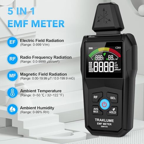 كاشف إشعاع عداد الكشف عن EMF لـ Home Digital EMF Reader لإشعاع التردد الراديوي 5-في 1 EMF Meter لمختبر EMF للإشعاع الكهرومغناطيسي لمعدات صيد أشباح الهاتف الخليوي in Kuwait