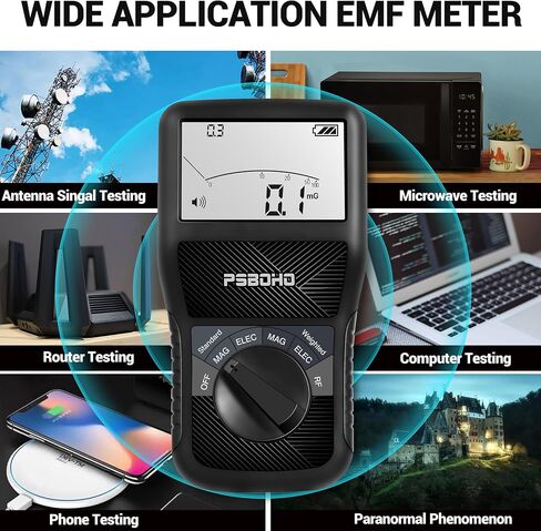 3-in-1 EMF Meter for Electric Field (EF), Magnetic Field (MF), Radio Frequency (RF) Detection - EMF Radiation Tester for Home, Office, Outdoor, EMF Detector Meter in Saudi Arabia