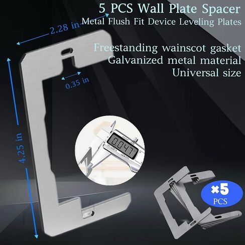 5 Pcs Wall Plate Spacer, Electric Outlet Spacers for Electrical Box, Outlet Shims, Metal Receptacle Spacers, Socket Wallboard Gasket Shims Leveler for Fixing Walls Electrical Outlet Electrical Boxes in Saudi Arabia