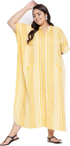 Kaftan plus حجم نساء الحجم الزر أسفل كيمونو الجانبية شق maxi فساتين اثنين من الجيب caftan لارتداء المساء in Kuwait