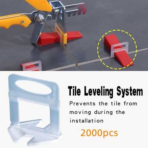 Tile Leveling System 1/16" Spacers Tile Leveler Clips DIY Tile Leveler Spacers 7000 Pcs and Tools Harden Rubber Mallet Hammer 16 oz for Professional Ceramic Tile and Stone Installation in Saudi Arabia