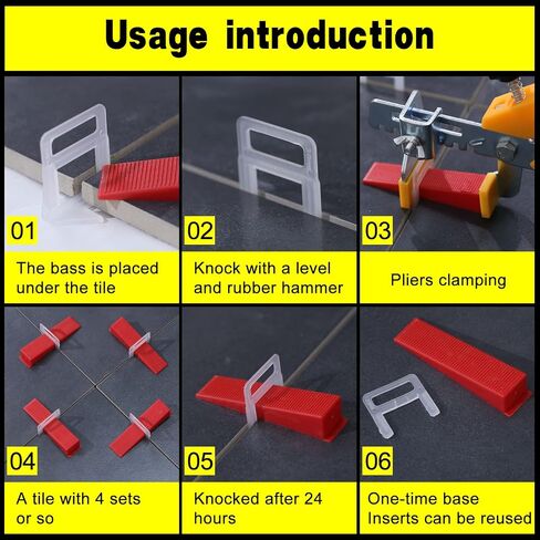 Tile Leveling System 1/16" Spacers Tile Leveler Clips DIY Tile Leveler Spacers 7000 Pcs and Tools Harden Rubber Mallet Hammer 16 oz for Professional Ceramic Tile and Stone Installation in Saudi Arabia