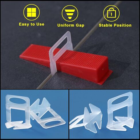 Tile Leveling System 1/16" Spacers Tile Leveler Clips DIY Tile Leveler Spacers 7000 Pcs and Tools Harden Rubber Mallet Hammer 16 oz for Professional Ceramic Tile and Stone Installation in Saudi Arabia