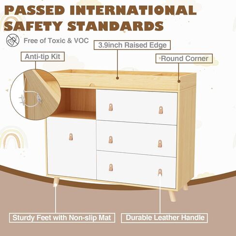 طاولة تغيير ملابس الأطفال مع الأدراج ، الرف ، تخزين سلة الغسيل الخفية ، 2 في 1 صندوق الحضانة للصدر للرضع ، محطة تغيير حفاضات الطفل للرعاية النهارية ، غرفة نوم ، أبيض in Kuwait