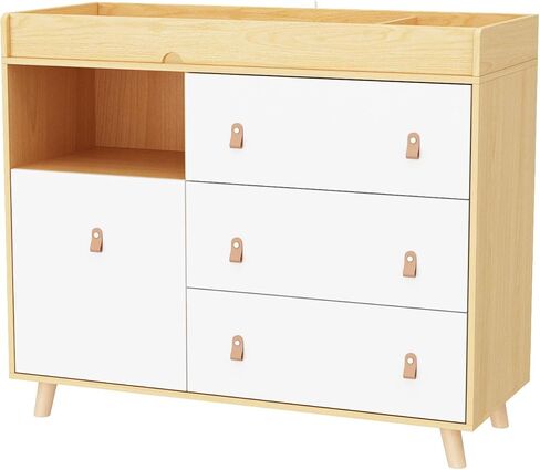 طاولة تغيير ملابس الأطفال مع الأدراج ، الرف ، تخزين سلة الغسيل الخفية ، 2 في 1 صندوق الحضانة للصدر للرضع ، محطة تغيير حفاضات الطفل للرعاية النهارية ، غرفة نوم ، أبيض in Kuwait