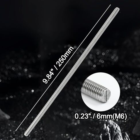 2Pcs M6 x 250mm Threaded Rod Stainless Steel M6 Threaded Rod, Long Threaded Studs Fully Threaded Rods & Studs Right Hand Threaded Screw for Bolt Clamps Anchor in Saudi Arabia