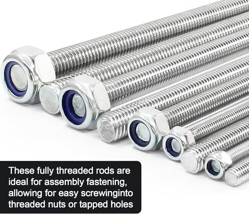 2pcs M6 × 250 مم قضيب مصنوع من الفولاذ المقاوم للصدأ من الفولاذ المقاوم للصدأ M6 ، الأزرار ذات الخيوط الطويلة قضبان وترصيع يمين يمين المسمار على ملابسك المرساة in Saudi Arabia