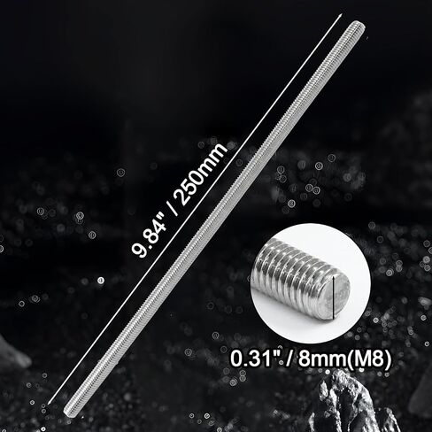 2pcs M6 × 250 مم قضيب مصنوع من الفولاذ المقاوم للصدأ من الفولاذ المقاوم للصدأ M6 ، الأزرار ذات الخيوط الطويلة قضبان وترصيع يمين يمين المسمار على ملابسك المرساة in Saudi Arabia