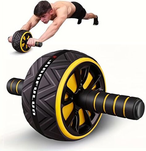 AB Roller Wheel - عجلة تدريبات العضلات الأساسية والصدر ، معدات التمرين ABS ، معدات اللياقة البدنية لصالة الألعاب الرياضية المنزلية ، آلة AB أوسع مع ملحقات وسادة الركبة in Saudi Arabia