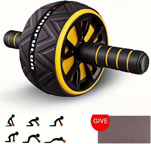 AB Roller Wheel - عجلة تدريبات العضلات الأساسية والصدر ، معدات التمرين ABS ، معدات اللياقة البدنية لصالة الألعاب الرياضية المنزلية ، آلة AB أوسع مع ملحقات وسادة الركبة in Saudi Arabia