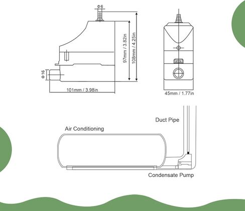 Condensate Pump for AC Unit, Air Conditioner, Dehumidifier, Commercial Ice Maker, 0.07L Water , Automatic Drain Pump for Dehumidifier, 10m / 32.8ft Maximum in Saudi Arabia