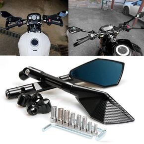 Universal 8MM 10MM Clockwise Threaded Bolts Motorbike Bluish Reverse Side Mirrors, Motorcycle Mirrors Compatible with FZ07 FZ 09 FJ07 FJ09 FZ8 XSR900