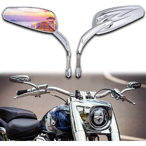 DREAMIZER Universal 8mm/10mm Black Irregular Shape Motorcycle Rear View Mirrors Compatible with Compatible with Harley Cruisers Sportster Softail Touring Road King