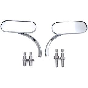 HTTMT MT376-CD Chrome Custom Mini Oval Mirrors Compatible with Harley Davidson Sportster Dyna Softail in Kuwait