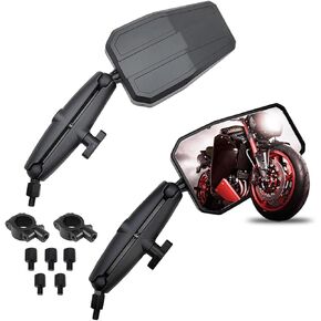 Motorcycle Rear View Mirrors, Universal 360 Degree Adjustable Foldable Motorcycle Mirrors with 7/8" Handlebar Mount and 8mm 10mm Screws Compatible with Street Dirt Bike Scooter Snowmobile Moped ATV