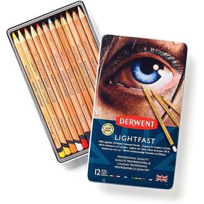 Derwent Lightfast Colored Pencils 100 Tin, Set of 100, 4mm Wide Core, 100% Lightfast, No Fade for 100 Yrs, Oil-based, Premium Core, Creamy, Ideal for Drawing, Coloring, Professional Quality (2306017)