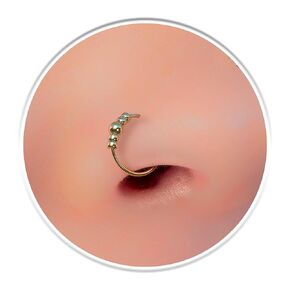 Beaded 24G Nose Ring For Women - Tiny 14k Gold Filled Nose Piercing Hoop Gold Beads - 7mm Inner Diameter Thin Nose Rings Tarnish Resistant