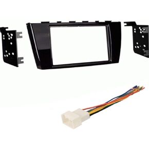 Car Stereo Dash Mount Kit and Wire Harness Combo to Install a Double Din Size Aftermarket Radio for 2014 2015 2016 2017 Mitsubishi Mirage (No 2017 7 inch Touchscreen)