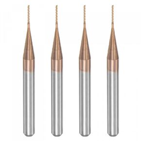 uxcell End Mill CNC Router Bits, 1/8" 3.175mm Shank 0.4mm x 3mm Titanium Coated Tungsten Carbide Left Hand Engraving Milling Cutter for PCB Plastic Fiber Wood 4pcs