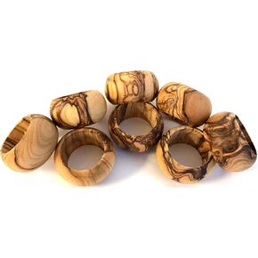 Holy Land Market Bethlehem Olive Wood Napkin Rings - Set of 8 (Ring is 1.8 Inches in Diameter and 0.9 Inches high)