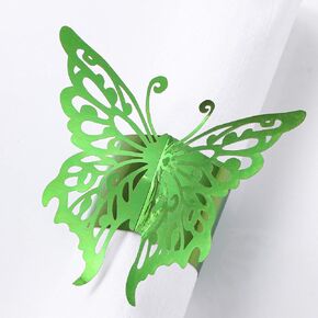 MORGIANA 3D Butterfly Napkin Ring Matt, 50pcs Disposable Paper Napkin Holders for Weddings Party Christmas Restaurant Table Decoration (Blue-Butterfly)