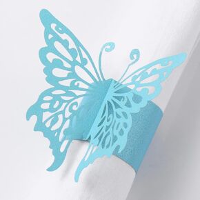 MORGIANA 3D Butterfly Napkin Ring Matt, 50pcs Disposable Paper Napkin Holders for Weddings Party Christmas Restaurant Table Decoration (Blue-Butterfly) in Kuwait