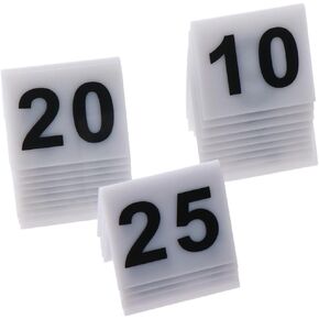 Numbered Table Tents White Stackable Double Sided Table Number 1-25 Numbers Cards Signs Restaurant Tabletop