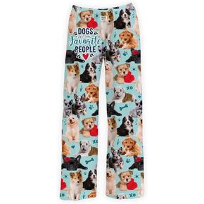 BRIEF INSANITY Silky Soft Puppy Dog Lounge Pajama Pants - Cute Breathable, Stretchy, Loose-Fit Unisex Sleep Bottoms (S-XXL)