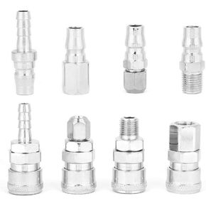 8Pcs Quick Fitting C Type 1/4 Inch Zinc Alloy Pneumatic Quick Fitting Connector Socket and Plug Kit Parts for Air Hose