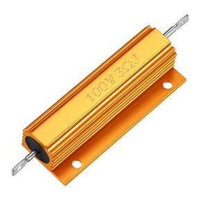 uxcell Aluminum Case Resistor 100W 3 Ohm Wirewound Yellow for LED Replacement Converter 100W 3RJ 2Pcs