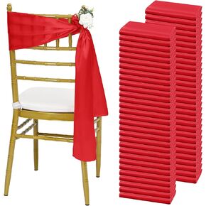 60 Pcs Satin Chair Sashes Champagne Satin Chair Sashes Chair Decorative for Wedding Reception Party Hotel Home Kitchen Decoration(Champagne,78inch)
