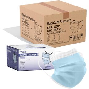 مجموعة أقنعة الوجه MAGICARE (2000) - أقنعة الوجه للإجراءات الطبية من المستوى 2 ASTM - قناع وجه كبير يمكن التخلص منه من 3 طبقات - 40 صندوقًا (2000 قطعة) in Kuwait