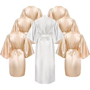 7 Pcs Bride Bridesmaid Robes Set for Wedding Women Long Bridal Kimono Robe Bridesmaid Short Robe for Women Bridal Party Gifts