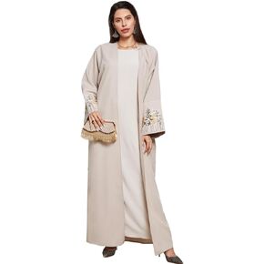 MedeShe Embroidery Muslim Kimono Open Abaya Modest Long Cardigan Islamic Kaftan Robe