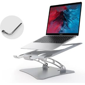 حامل كمبيوتر محمول للمكتب، حامل كمبيوتر محمول قابل للتعديل، حامل كمبيوتر محمول 17 بوصة، حامل كمبيوتر لأجهزة الكمبيوتر المحمولة مقاس 10 إلى 17 بوصة، أفضل شريك للمكتب، إنقاذ داء الفقار العنقي (فضي) in Kuwait