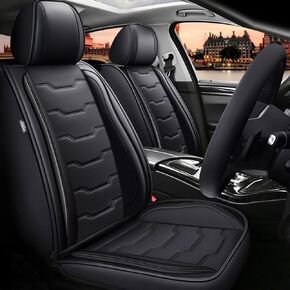 2 Front Car Seat Covers Fit for Subaru Forester 2007-2024 2025: Waterproof Faux Leather Car Seat Covers Automotive Seat Cushion Protector (2 Seats, Black)