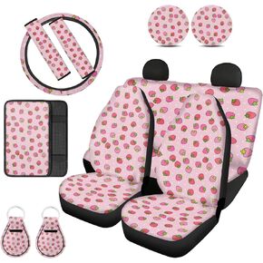 UNICEU Butterfly Car Accessories12pcs Blue Moon Night Butterfly Steering Wheel Cover, Armrest Cushion Pad, Seatbelt Pads, Coasters, Keychains, Universal