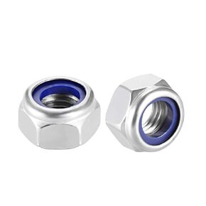 uxcell Hex Lock Nuts - M14 x 2mm Stainless Steel Nylon Insert Self-Locking Nuts for Fasteners, 2Pcs Silver Tone