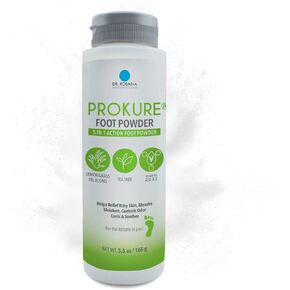 Dr. Robaina PROKURE Foot Powder Triple Action - Relief Itchy Skin, Odor Control - 5.5 oz - Cooling & Soothing - for Foot and Hand Dermatitis
