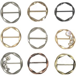 9 PCS Silk Scarf Ring Clip Shirt Ties Clips for Women Silk Scarf Clip T-Shirt Shirt Clip Scarf Rings and Slides Knot Ring Holder Metal Circle Buckle for Clothing Belt Hat Decor